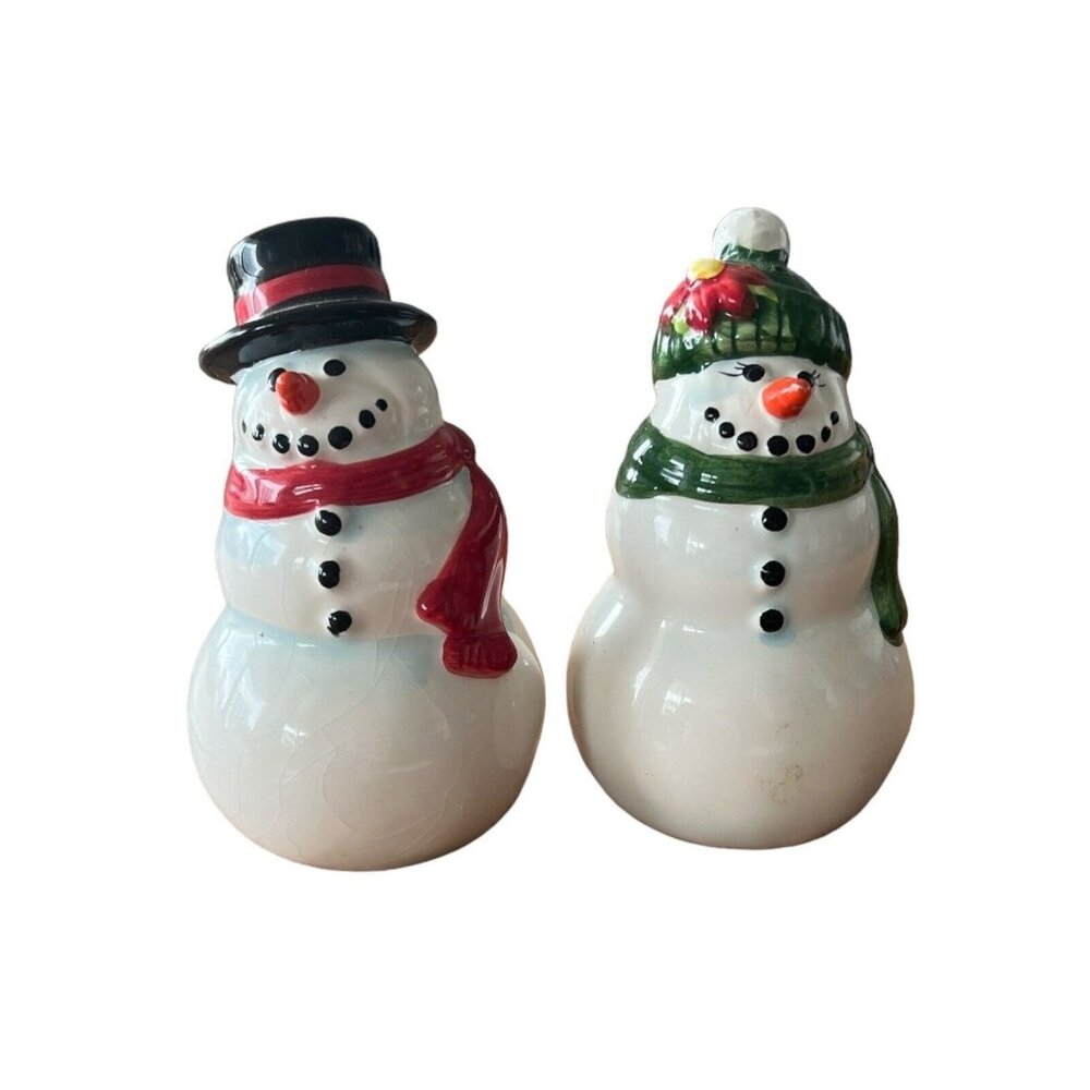 2006 Large Ceramic Publix Holiday Snowfolk Salt & Pepper Shakers